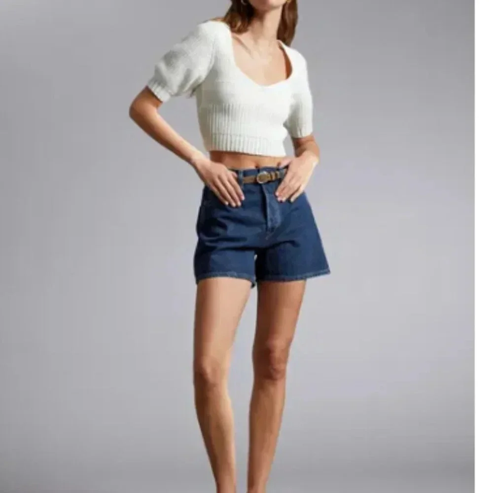 & OTHER STORIES Cropped Sweetheart Bustier Knit Top in cream size Medium - Picture 11 of 11